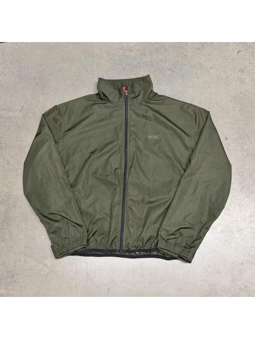 Vintage 90s Polo Sport Olive Green Full Zip Windbreaker Jacket